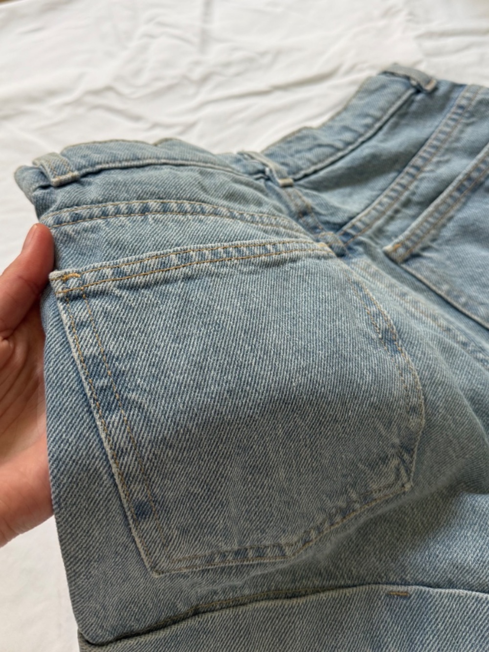 American Apparel (sz 26) high-rise cuffed denim shorts - Picture 6 of 9
